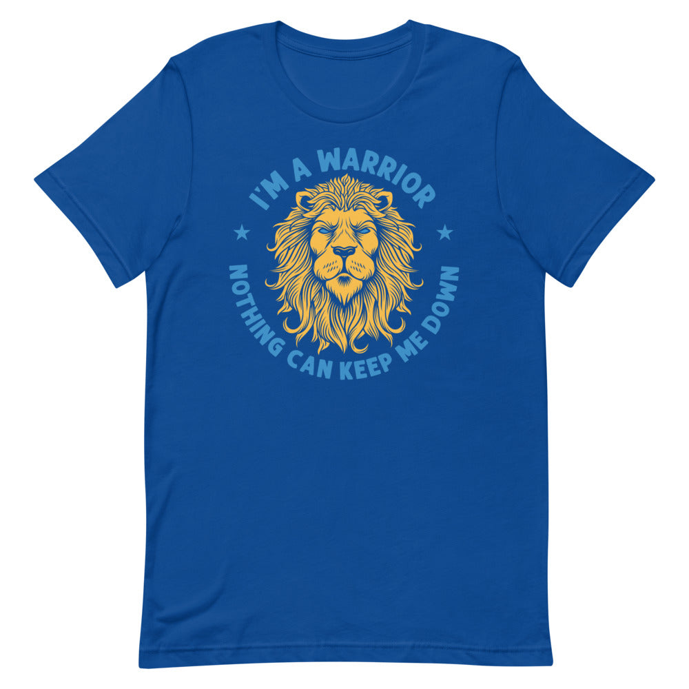 I'm a Warrior Nothing Can Keep Me Down Lion Tee - Blue